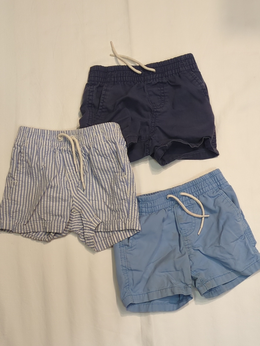 GAP Three-Pack Kids Shorts in Navy, Light Blue & Blue-White Stripe